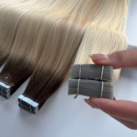 Extensiones de Cabello Natural Europeo Ruso con Cinta Adhesiva, Sin Procesar, Doble Trama, Virgen Remy, 100% Cabello Humano
