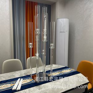 Trang trí thanh lịch pha lê người giữ ngọn nến đứng đám cưới cao nến bàn kính trang trí trung tâm - Product Image 4