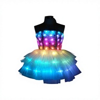 Robe de bal lumineuse LED Brillante Moda pour femmes, longue, avec des ailes lumineuses de papillon, blanche, pour femmes adultes, 1 pièce