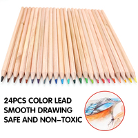 Ensemble de crayons de couleur en bois de 24 couleurs naturelles, boîte personnalisée, lapis de cor, crayons de couleur en bois, ensemble de crayons de couleur dans une boîte en papier