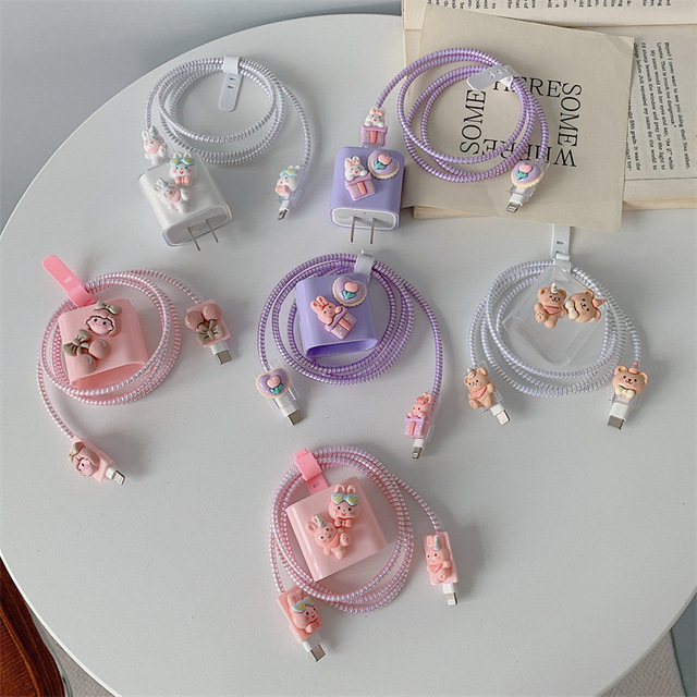 New Cartoon Charging Head Protective Cover for Fast Charger 18W 20W Charging Cable Protector