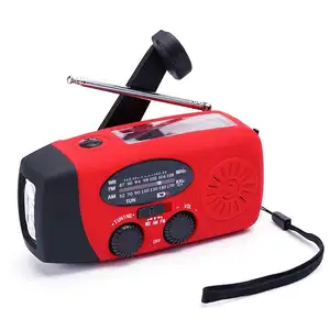2000mAh portable Emergency Radio AM/FM solar radio with hand crank USB charging LED flashlight SOS