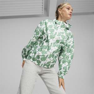 Veste pour femme, pull à capuche imprimé floral vert, vêtements décontractés - Product Image 1