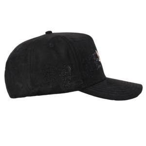 Casquette de baseball Tcap China en daim noir à 5 panneaux avec logo métallique - Product Image 3