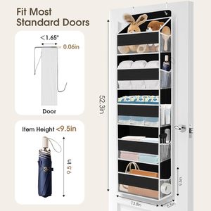Over The Door Organizer 15 Pockets Hanging <b>Storage</b> Black <b>For</b> <b>Kitchen</b> Bathroom Bedroom Closet Laundry Pantry Nursery - Product Image 2