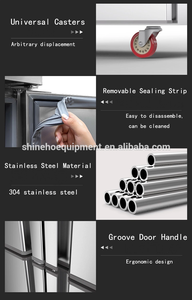 Shineho High Quality Stainless Steel Luxury Commercial 4 Doors Direct-cooling <b>Refrigerator</b> and Freezer for Sale W456 Refrigerati - Product Image 5