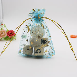 Bolsa <span class=keywords><strong>de</strong></span> Organza Transparente con Cordón y Estampado Personalizado <span class=keywords><strong>de</strong></span> Estrellas y Luna en Colores Mixtos, para Joyería, Dulces y Regalos - Product Image 6