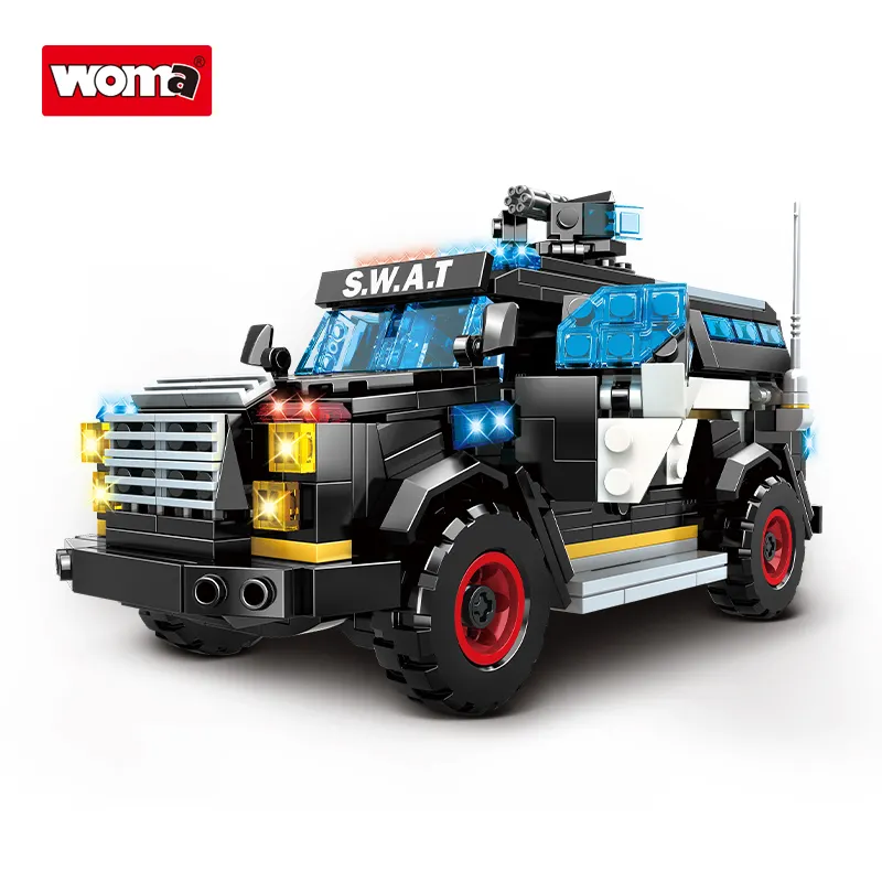 Model 8 in 1 Armored Car Student Special Police Team Child SWAT War Vehicle Building Blocks Brick Toy Kid Wholesale Toys