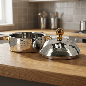 Stainless Steel Casserole <b>Pot</b> With <b>Lid</b> 24cm Round Minimalist Design Durable For Gas And Induction Cooker - Product Image 3