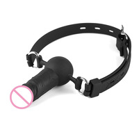 Balle buccale en silicone SM, jouet de bondage pour couples, jeu oral coquin ; Pénis simulé style SM ; Jouet sexuel alternatif pour adultes