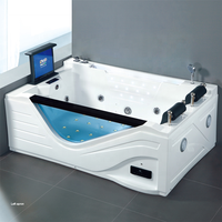 Baignoire de massage à remous moderne en acrylique de luxe pour 2 personnes, avec télévision et drain