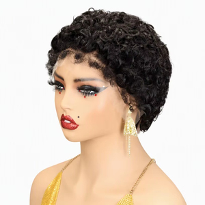 Letsfly $52.5 HD Chioma ผมแท้ 13x4 HD Lace Frontal Pixie Curly วิกผมสั้นแบบหยิก แฟชั่นสไตล์ขายส่งจากโรงงาน - Product Image 4