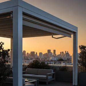 Gazebo de plage en aluminium avec éclairage LED - Structure extérieure durable, imperméable, résistante au vent, anti-UV, écologique, résistante aux rongeurs et à la décomposition - Product Image 2