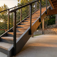 Kit de garde-corps d'escalier préfabriqué pour loft résidentiel, poteau de clôture en métal brossé SS304 pour escaliers en bois à montée ouverte
