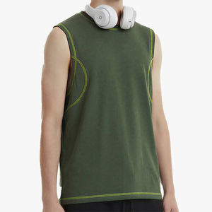 Two-Tone Design Sports Sleeveless <b>Top</b> Customizable Quick-Dry <b>Sweat</b>-Wicking Trendy Gym Tank <b>Top</b> For <b>Men</b> - Product Image 4