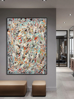 Peinture abstraite Pollock peinte à la main sur toile de lin, grande œuvre d'art moderne sur toile, sans cadre, décoration murale pour chambre à coucher, livraison directe OEM