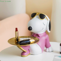 Huisdecoratie Moderne Dieren Puppy Hond Hars Sculptuur Decoratie Hond Standbeeld Opslag Dienblad Fruit En Snoep Dozen Hars Handwerk