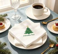 Serviettes jetables Airlaid imprimées motif chapeau de Père Noël, qualité commerciale, 25x25cm, 4 plis, 2 épaisseurs, en pâte de bois vierge, pour hôtels