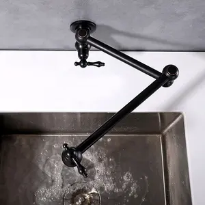 Rozin — robinets mitigeurs pour évier de cuisine, noir, mat, facile à monter, avec effet cascade, extensible, 304