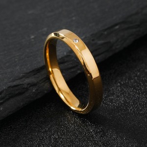 Nhẫn đôi mạ vàng 18K, thép không gỉ không đen, trang sức thời trang, zircon, kiểu dáng đơn giản, nhẵn bóng dành cho nữ và nam - Product Image 3