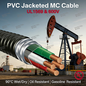 Cable MC Geritel de Cobre Puro Armado, Conductor Sólido y Trenzado, Revestimiento de PVC, 600V, 3-5 Núcleos, para Estándares de Minería 90C - Product Image 5