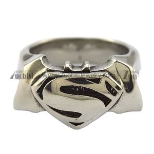 Anillo de Dedo de Acero Inoxidable Plateado con Símbolo de <span class=keywords><strong>Superman</strong></span> Grabado, Estilo Vintage, Joyería de Moda, Chapado en Oro - Product Image 2