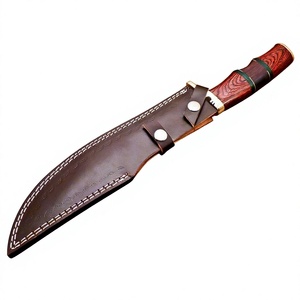 Couteau Bowie en acier Damas de qualité industrielle OEM/ODM, lame fixe en acier inoxydable, manche en bois et étui en cuir - Product Image 2
