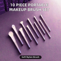 Ensemble de 10 pinceaux plats portables pour le maquillage du visage et des yeux – Correcteur, sourcils, fard à paupières, poudre libre, blush – Vente en gros