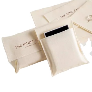 Pochette en coton avec rabat imprimé du logo personnalisé pour bijoux, vêtements, chaussures, cosmétiques, sac à main, emballage cadeau en toile de coton - Product Image 1