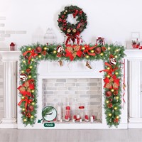 Guirlande lumineuse LED blanc chaud de 27 mètres, best-seller transfrontalier, en PVC pointu peint par pulvérisation, décoration de vigne de Noël avec accents rouges