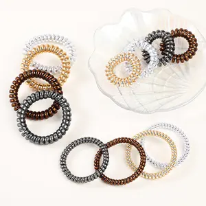 High Elastic Telephone Wire PVC Hair Ties Women Ponytail Holder Hairbands Accessories Wholesale