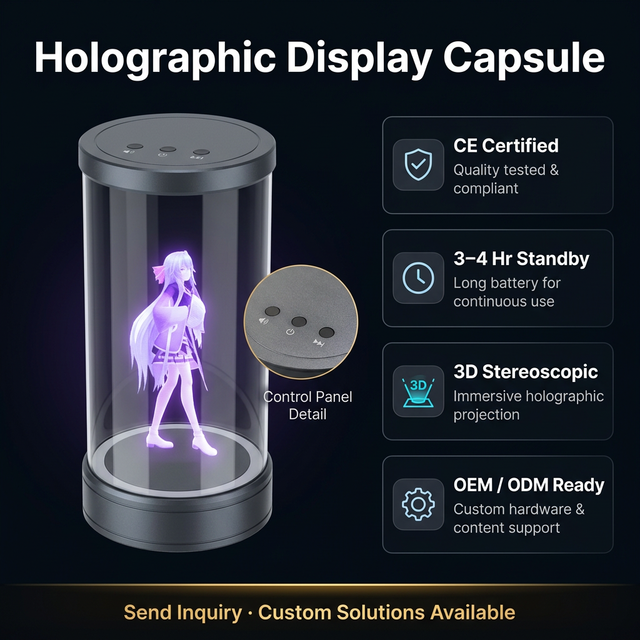 5.5 10.1 21.5 Inch Cylindrical 3D Holographic Projection Ai Interaction Holobox Hologram 3D Technology Display for Business