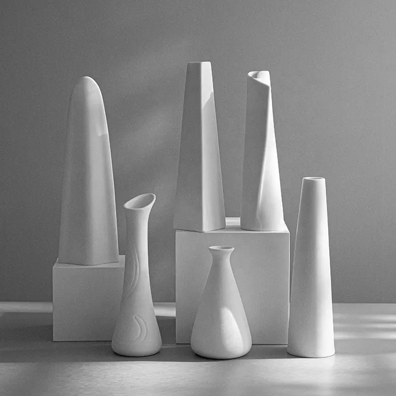 Vase Modern Design Colorful Hotel Home Office Decor Dried Flower Art Deco White Ceramic Vase