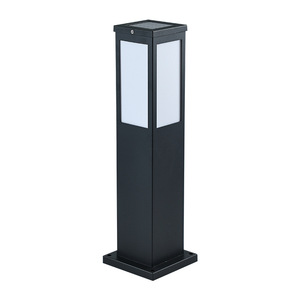 <b>Solar</b> Powered LED Lawn <b>Light</b> Outdoor Garden Lamp <b>Post</b> Black Aluminum Alloy IP65 Water-Resistant 5000K Daylight Motion Sensor - Product Image 1