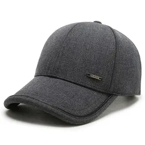 Wholesale Old Men Fall And Winter Korean Keep Warm Thickening Sunhat Fashion Solid Color 6 Panel Baseball Caps