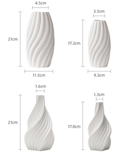 Jarrón de cerámica blanca con diseño cónico único impreso en 3D personalizado para tulipanes, florero nórdico moderno, decoración del hogar para la sala de estar - Product Image 6