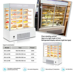 ויטרינה מוארת LED, ארון זכוכית עומד, פתיחה קדמית בזווית ישרה, ארון תצוגה מקורר לחנות, לתצוגת עוגות - Product Image 2