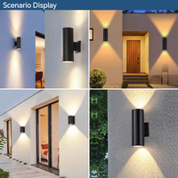 Applique murale extérieure LED 20W à double tête, étanche, pour portail, balcon, cour, éclairage bidirectionnel haut et bas en aluminium
