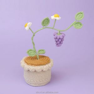 กระถางต้นไม้โครเชต์ทำมือ ผลไม้ประดิษฐ์ มะนาว พีช องุ่น อะโวคาโด สำหรับตกแต่งวันรับปริญญา วันพ่อ หรือวันฮาโลวีน - Product Image 6