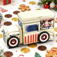 Boîte à bonbons en tôle vintage personnalisable en forme de camion, emballage métallique pour snacks, biscuits, cadeaux