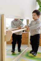 Miroir de coordination Montessori pour bébé 120cm design moderne acrylique de sécurité + contreplaqué de bouleau miroir de sol pour bébé pour l'école du ventre