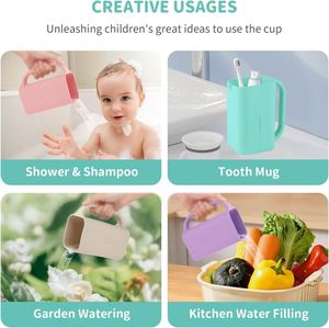 Gobelet de rinçage pour bébé en silicone sans BPA avec ventouse, doux et sans larmes, pour bébés et tout-petits - Product Image 3