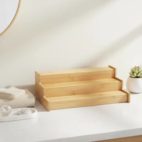 Étagère à épices artisanale à 3 niveaux en bois pour l'organisation et l'affichage des pots à épices et des bouteilles de cuisine