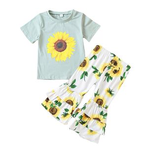 Customized Fashion Baby Girl Lounge Outfit Toddler Kids <b>Bell</b> Bottom Pants Set - Product Image 2