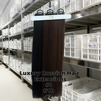 Extensions de cheveux humains russes vierges Remy, double tirage, invisibles, sans couture, nouvelle trame papillon, trame Hole Twins, produit phare