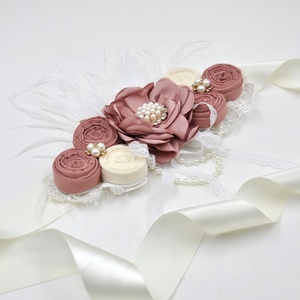 <span class=keywords><strong>Bandeau</strong></span> de luxe en ivoire, couronne florale avec plume, ceinture en perles, pour <span class=keywords><strong>mariage</strong></span> - Product Image 1
