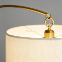 Lampadaire moderne à bras courbé, abat-jour en tissu double couche, pour espaces résidentiels et commerciaux