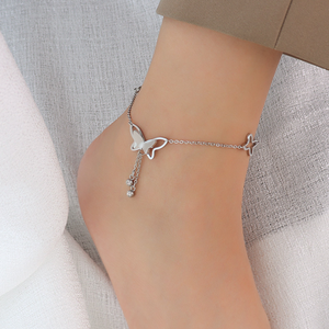Moda <span class=keywords><strong>pie</strong></span> joyería pulsera De Chevill mariposa colgante gota mujeres Acero inoxidable tobilleras - Product Image 6