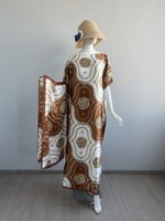 Kaftan Abaya Plus Size Wanita Terbaru Gaya Dubai Jubah Muslim Etnik Afrika Gaun Pantai Panjang Pendek Set Dua Potong Grosir