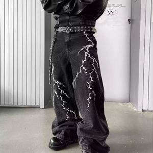 Pantalones Casuales de Mezclilla de Algodón de Alta Calidad para Hombre, Estilo Urbano, Diseño Retro Desgastado, Proceso de Lavado Oscuro, Tendencia Líder - Product Image 1